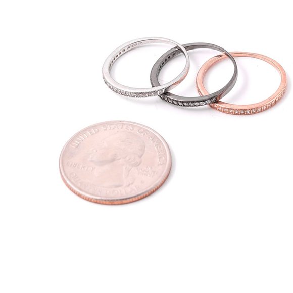 Dainty CZ Crystal Paved Stackable Multi Plated 925 SS Set-of-3 - Picture 5 of 6